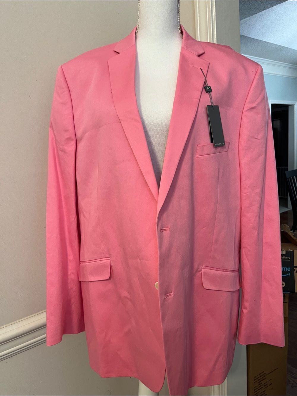 NWT MADISON MODERN FIT MOTION STRETCH PINK SPORT COAT SIZE 48R MENS